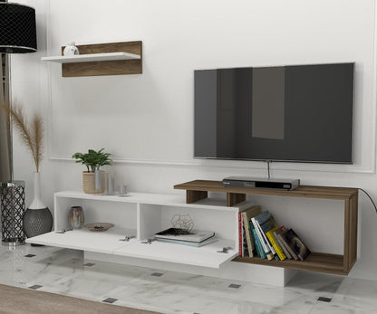 Έπιπλο Τηλεόρασης TV Βάση Σύνθεση Λευκό Καρυδί | 745DCD3030