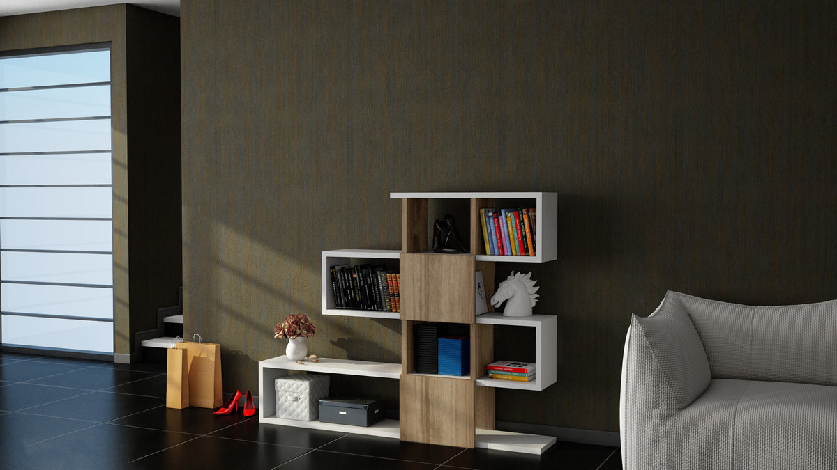 Βιβλιοθήκη 120 × 19,5 × 109 εκ. Λευκό Καρυδί GR745DCD3608