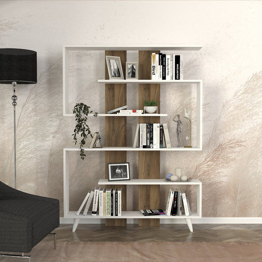 Βιβλιοθήκη 120 × 20 × 162 εκ. Λευκό Καρυδί GR745DCD3613
