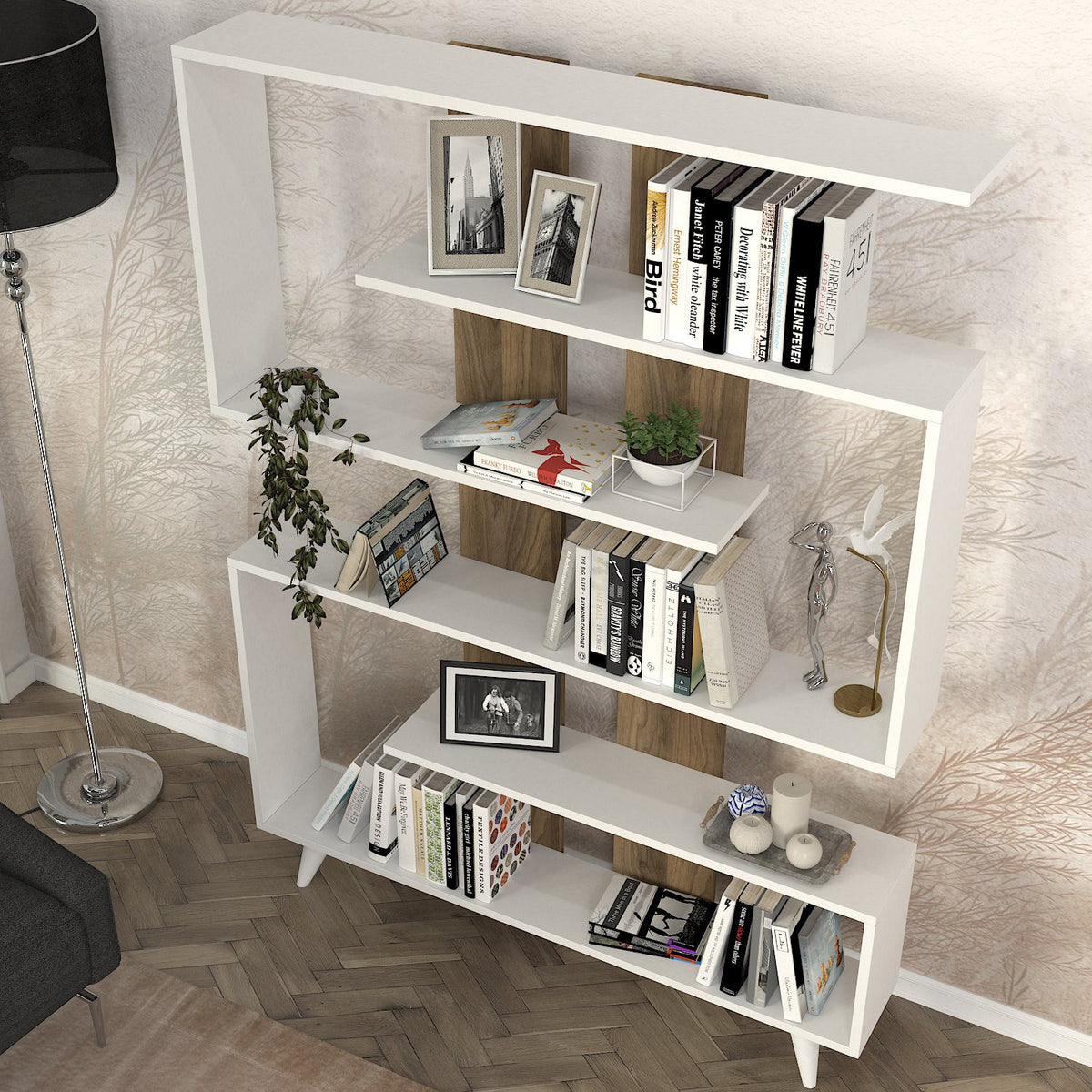 Βιβλιοθήκη 120 × 20 × 162 εκ. Λευκό Καρυδί GR745DCD3613