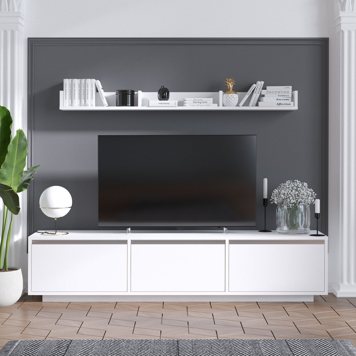 Έπιπλο Τηλεόρασης TV Βάση Σύνθεση Λευκό | 746JUG3003