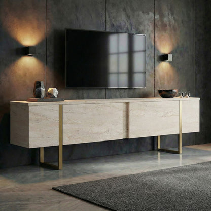 Έπιπλο Τηλεόρασης TV Βάση Σύνθεση Travertine Χρυσό | 754NRD1106