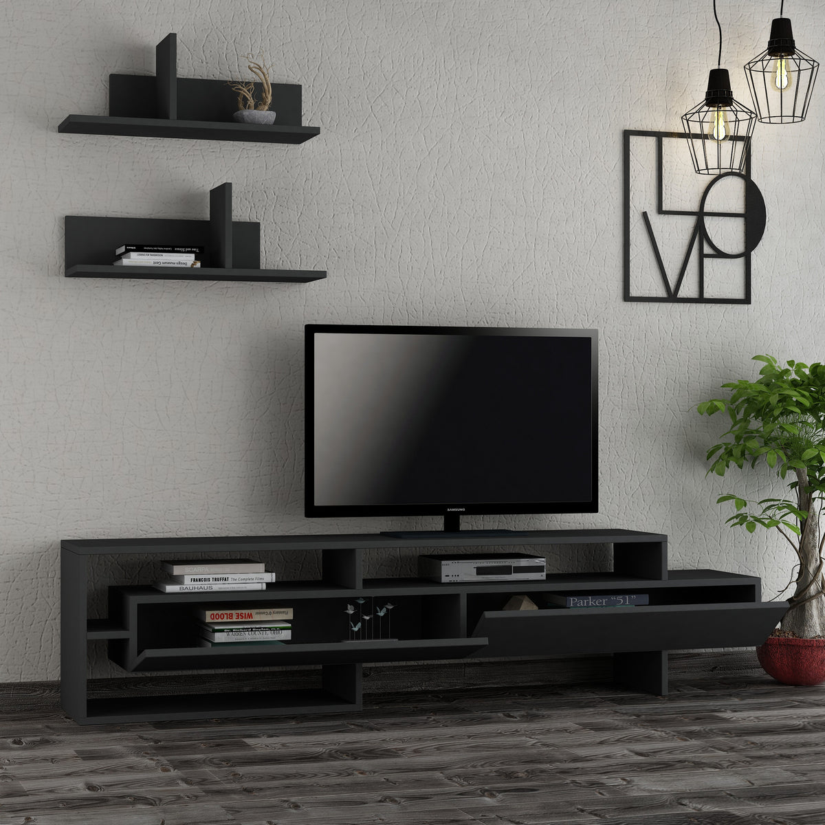 Έπιπλο Τηλεόρασης TV Βάση Σύνθεση Ανθρακί | 776HMS3014