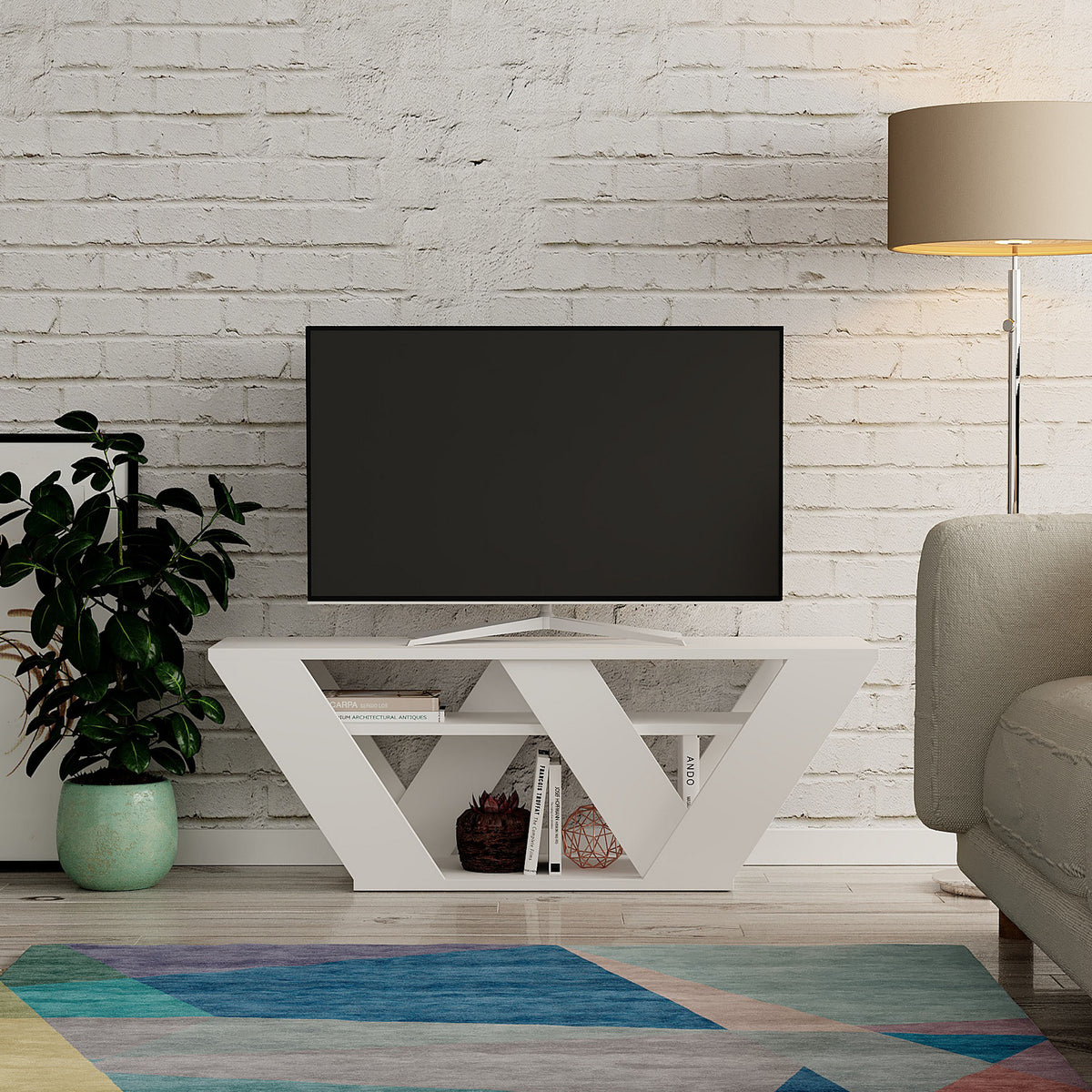Έπιπλο Τηλεόρασης TV Βάση Σύνθεση Λευκό | 776HMS3036