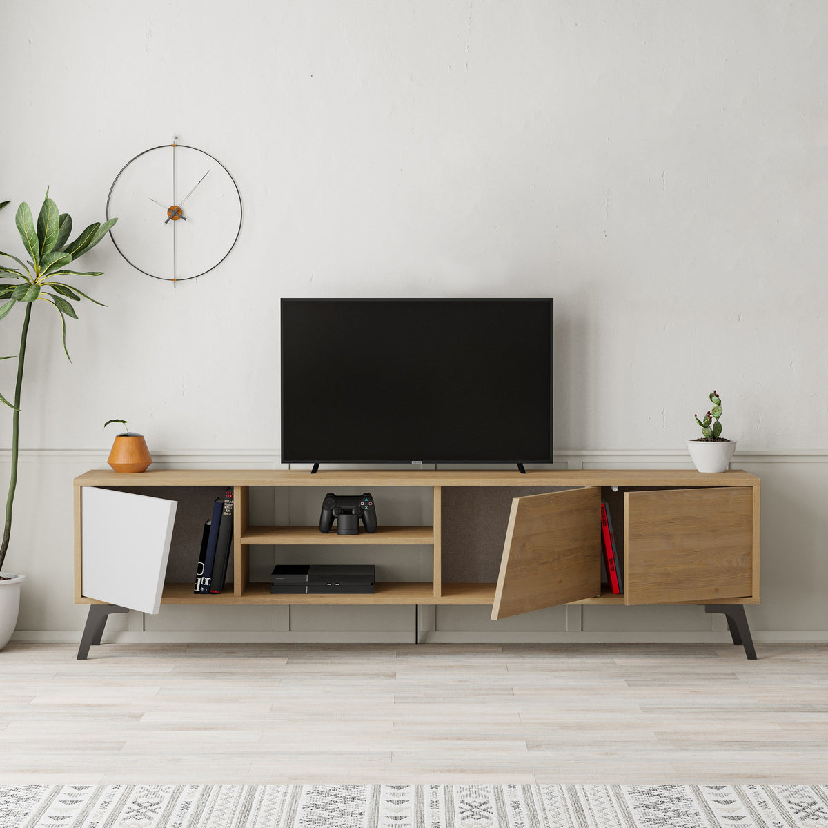 Έπιπλο Τηλεόρασης TV Βάση Σύνθεση Δρυς Λευκό | 776HMS3107