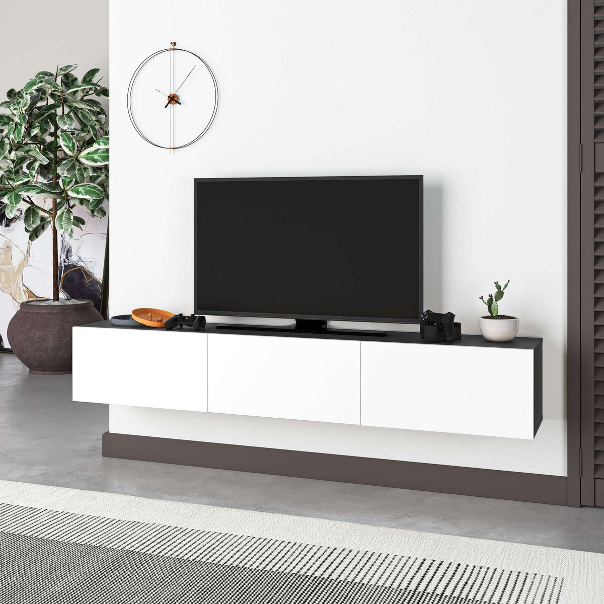 Έπιπλο Τηλεόρασης TV Βάση Σύνθεση Ανθρακί Λευκό | 776HMS3149