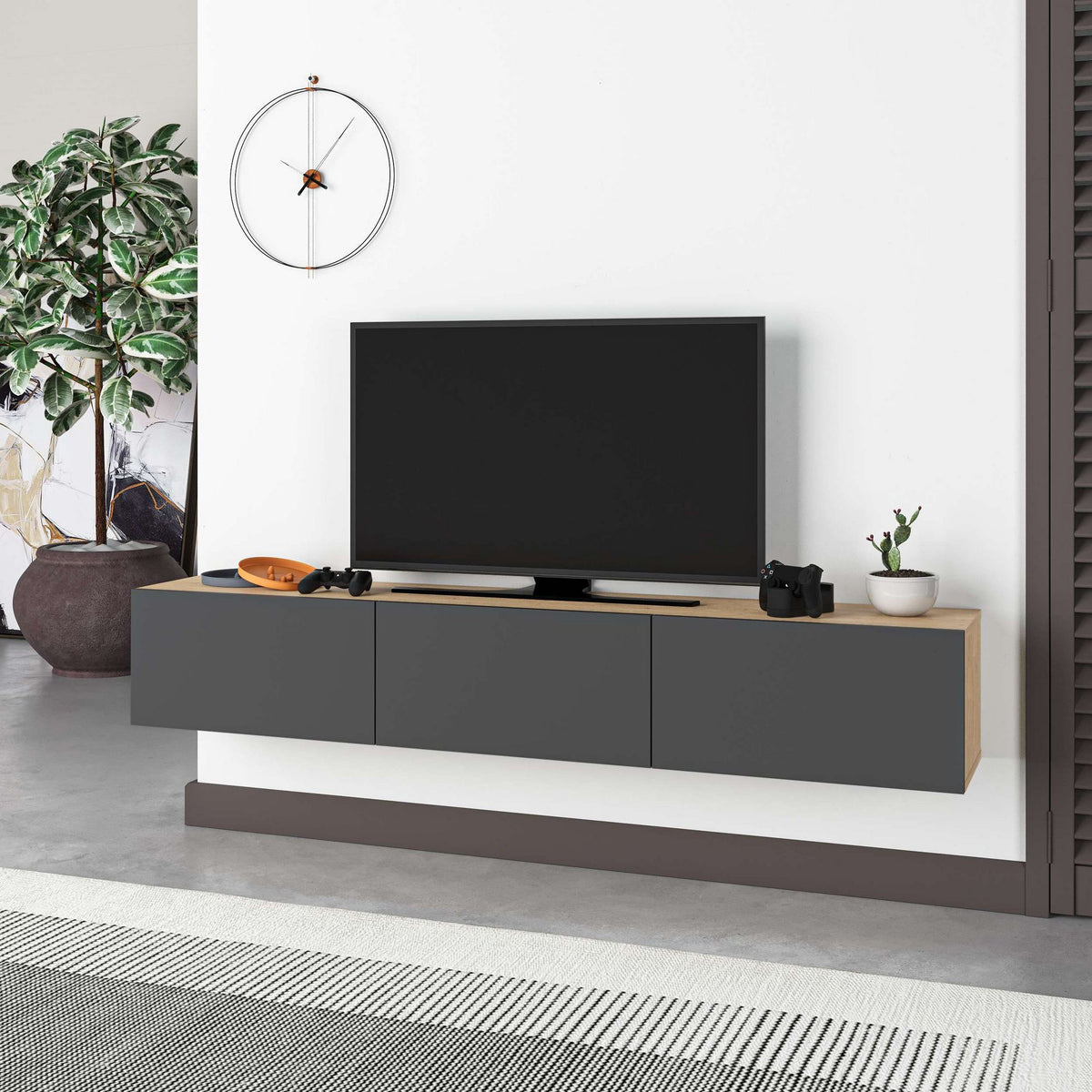Έπιπλο Τηλεόρασης TV Βάση Σύνθεση Sapphire Δρυς Ανθρακί | 776HMS3151
