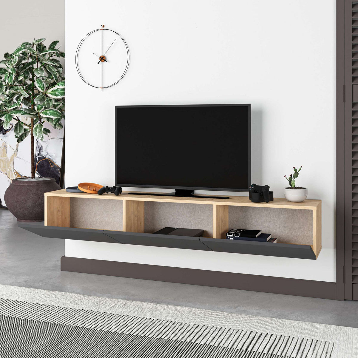 Έπιπλο Τηλεόρασης TV Βάση Σύνθεση Sapphire Δρυς Ανθρακί | 776HMS3151