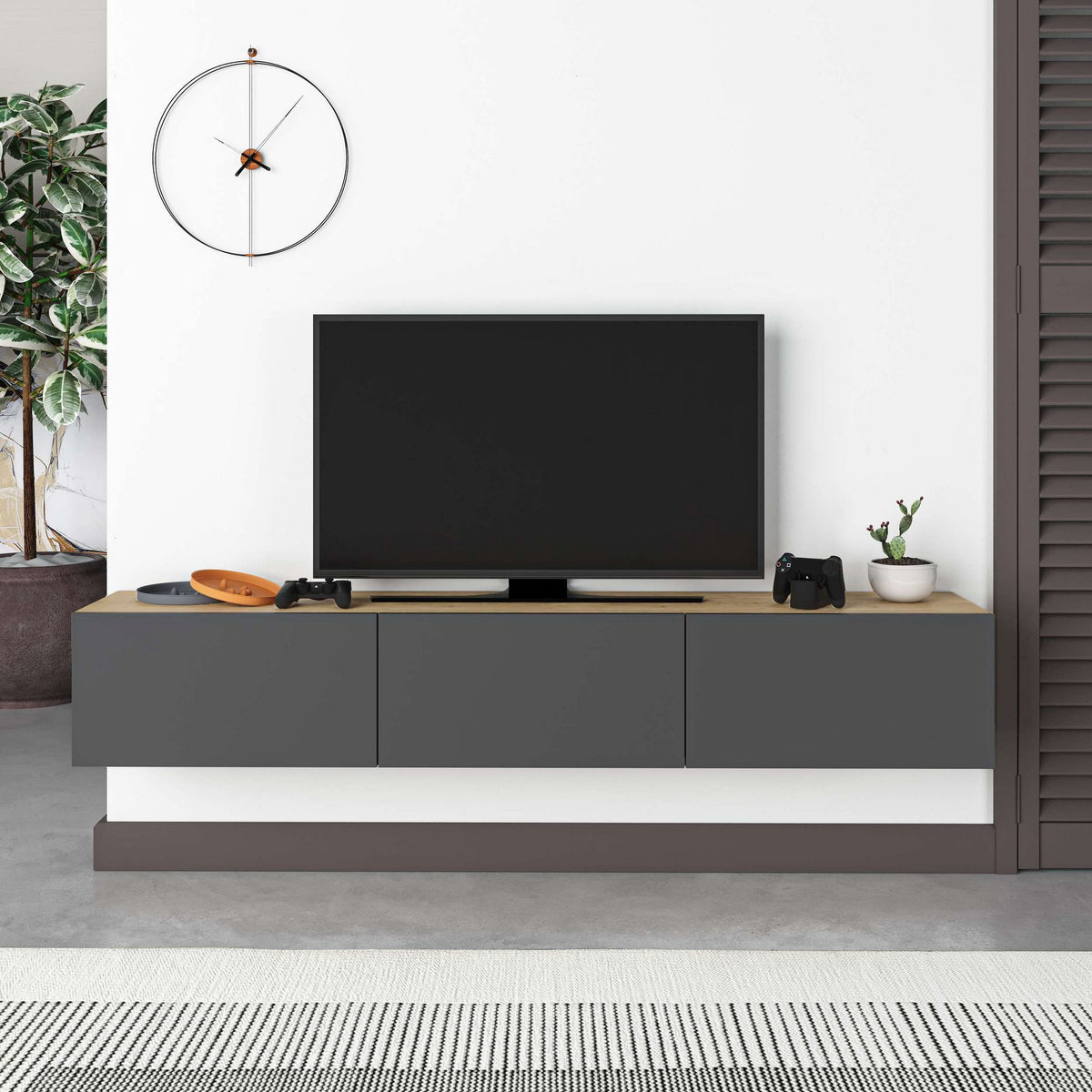Έπιπλο Τηλεόρασης TV Βάση Σύνθεση Sapphire Δρυς Ανθρακί | 776HMS3151