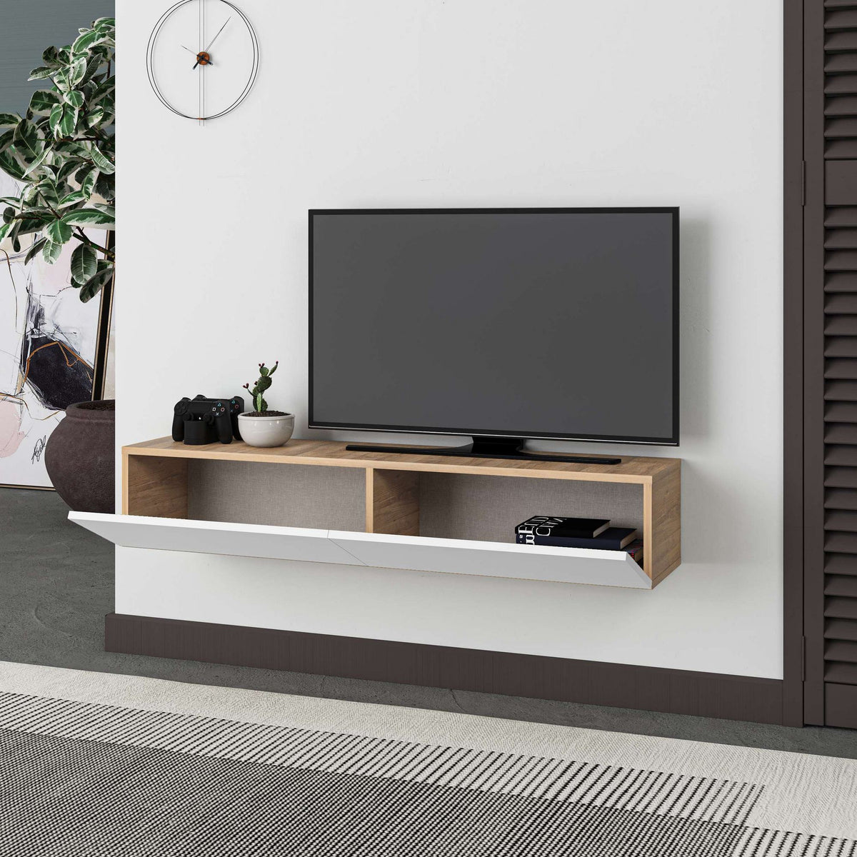 Έπιπλο Τηλεόρασης TV Βάση Σύνθεση Sapphire Δρυς Λευκό | 776HMS3153