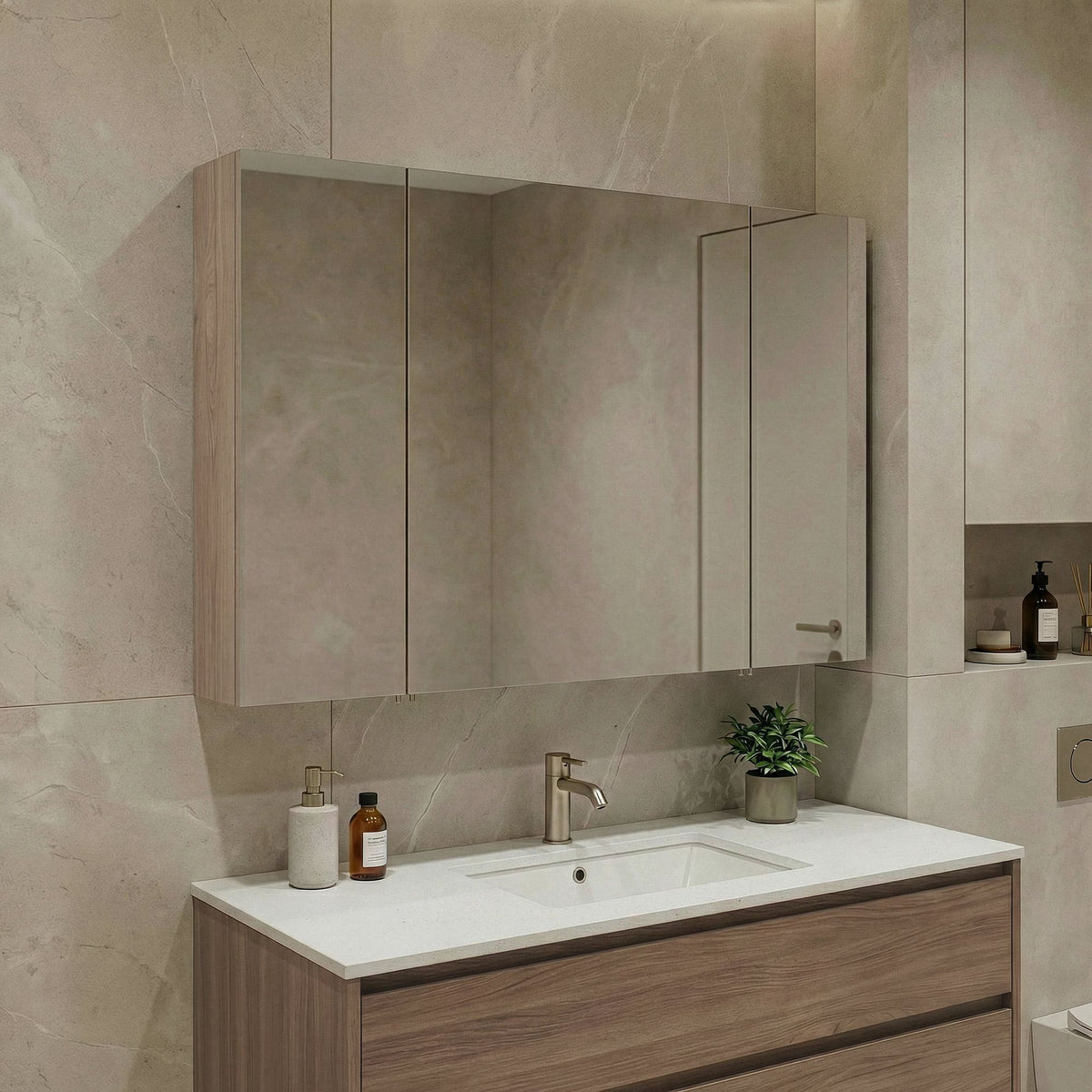 Ντουλάπι Καθρέφτης Μπάνιου 100x66x16 εκ. Δρυς | 785PNC1178