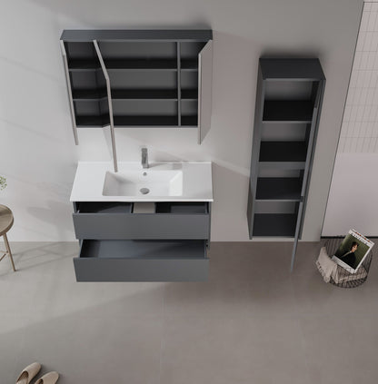 Ντουλάπι Καθρέφτης Μπάνιου 100x66x16 εκ. Matte Anthracite | 785PNC1179