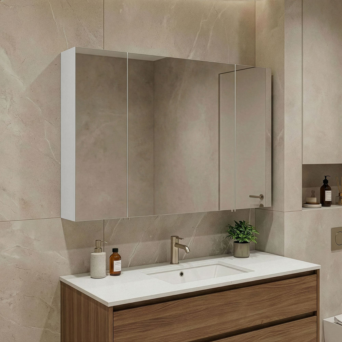 Ντουλάπι Καθρέφτης Μπάνιου 100x66x16 εκ. Matte White | 785PNC1180