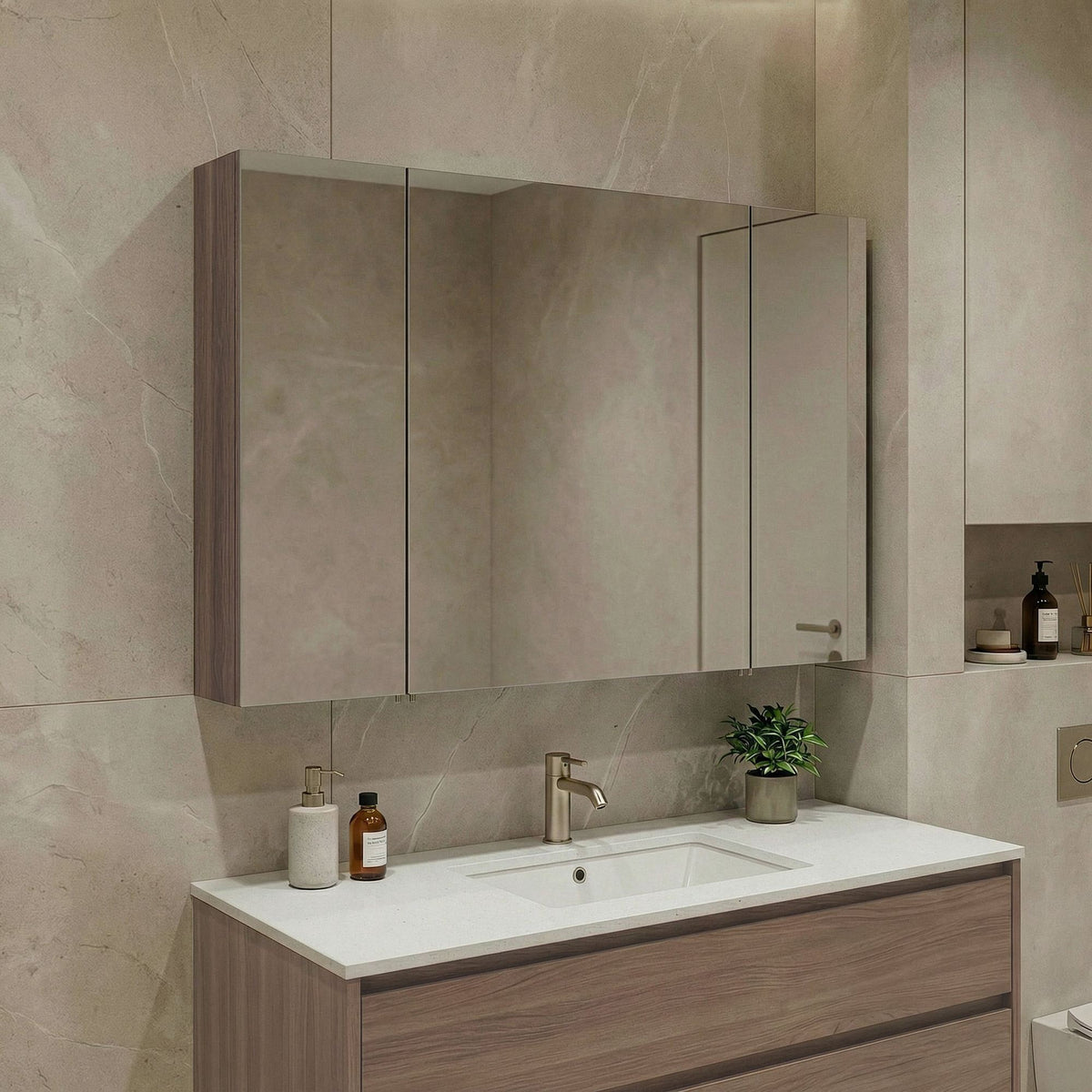 Ντουλάπι Καθρέφτης Μπάνιου 100x66x16 εκ. Dark Walnut | 785PNC1181