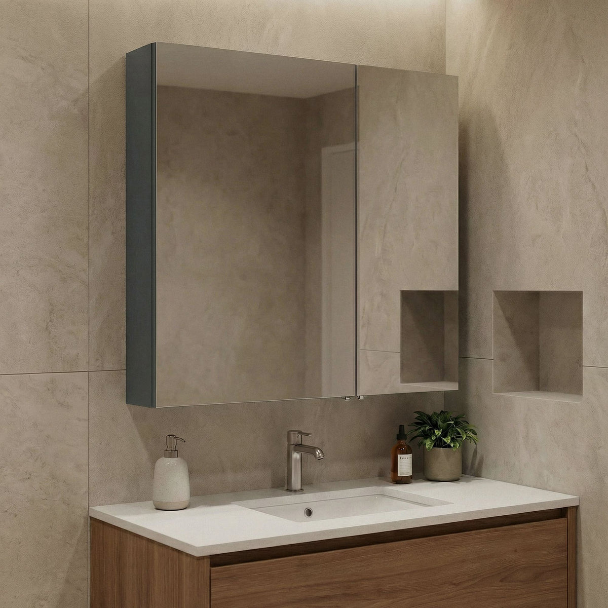 Ντουλάπι Καθρέφτης Μπάνιου 60x66x16 εκ. Matte Anthracite | 785PNC1187