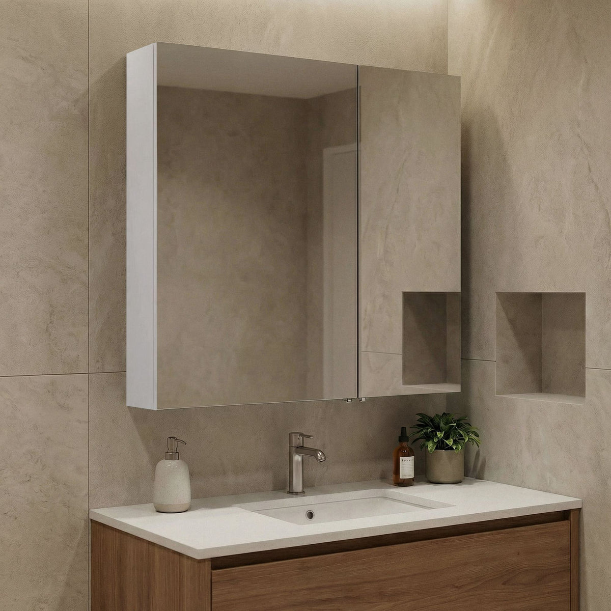 Ντουλάπι Καθρέφτης Μπάνιου 60x66x16 εκ. Matte White | 785PNC1188