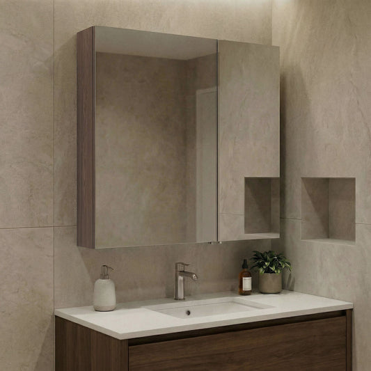 Ντουλάπι Καθρέφτης Μπάνιου 60x66x16 εκ. Dark Walnut | 785PNC1189