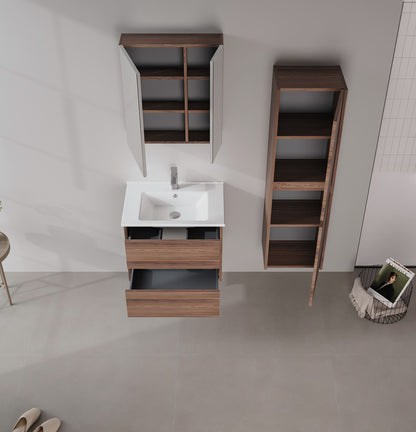 Ντουλάπι Καθρέφτης Μπάνιου 60x66x16 εκ. Dark Walnut | 785PNC1189