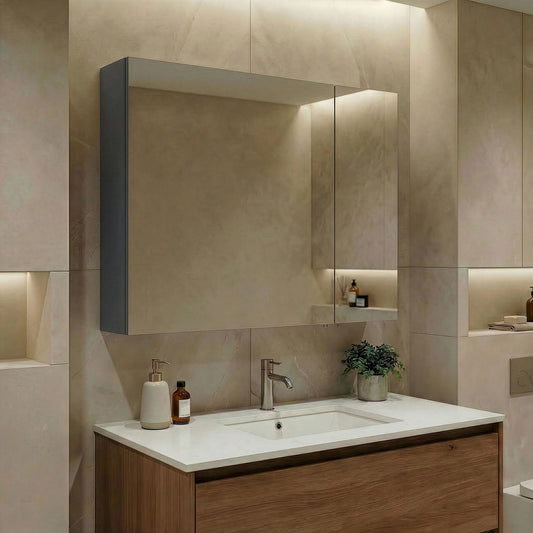 Ντουλάπι Καθρέφτης Μπάνιου 79x66x16 εκ. Matte Anthracite | 785PNC1191