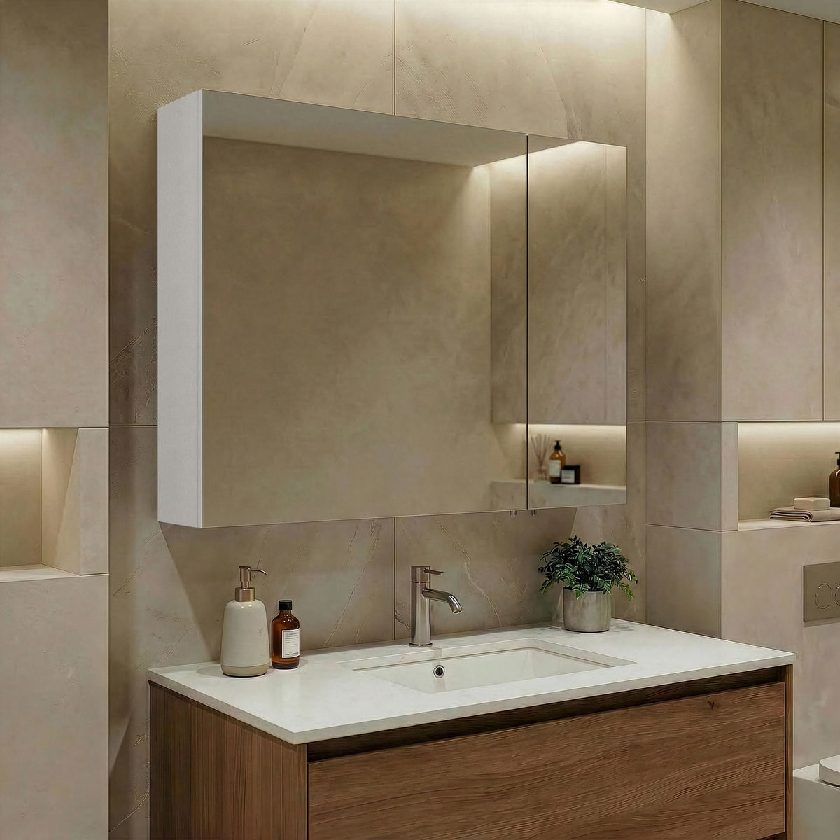 Ντουλάπι Καθρέφτης Μπάνιου 79x66x16 εκ. Matte White | 785PNC1192