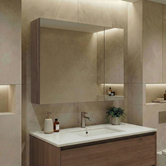 Ντουλάπι Καθρέφτης Μπάνιου 79x66x16 εκ. Dark Walnut | 785PNC1193
