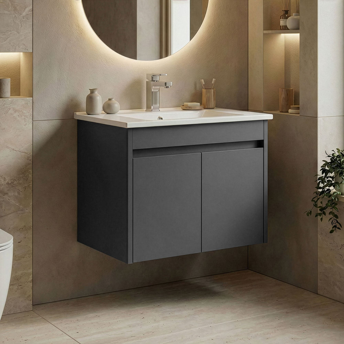 Έπιπλο Μπάνιου με Νιπτήρα σε χρώμα Ματ Ανθρακί, 785PNC1199.