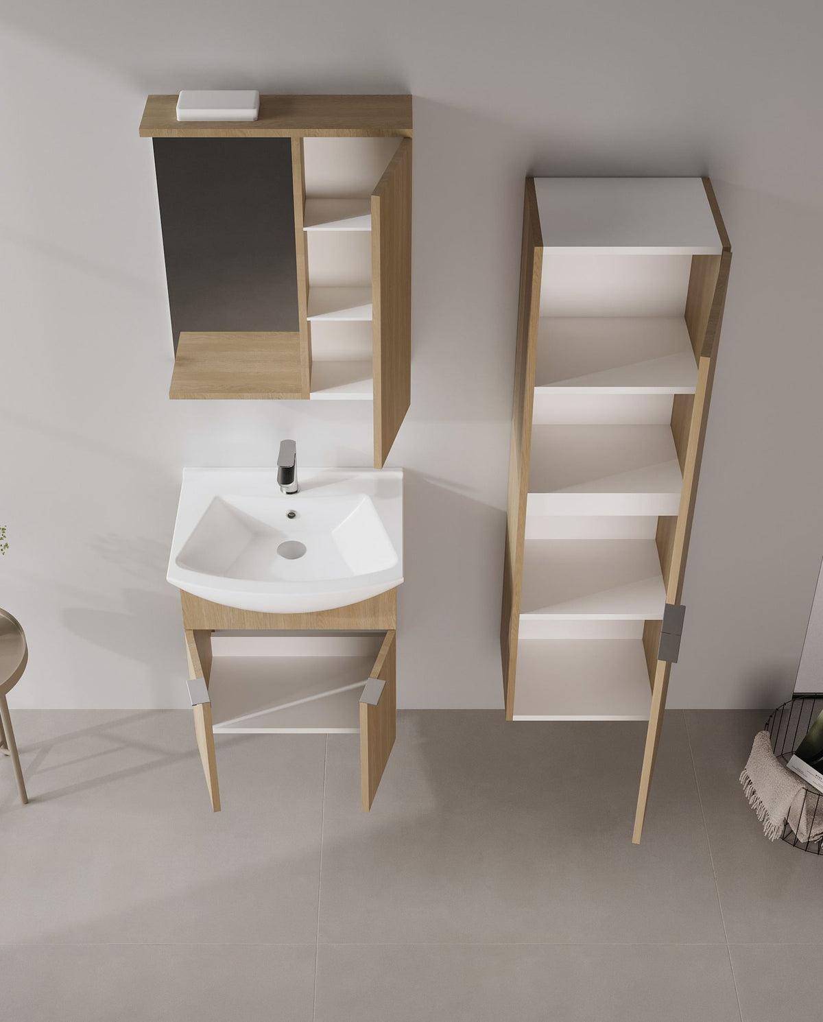 Ντουλάπι Καθρέφτης Μπάνιου 56x68x18 εκ. Sonomo Oak | 785PNC1242