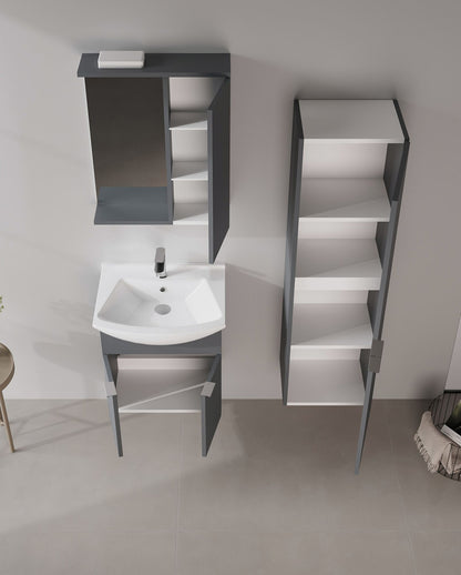 Ντουλάπι Καθρέφτης Μπάνιου 56x68x18 εκ. Matte Anthracite | 785PNC1243