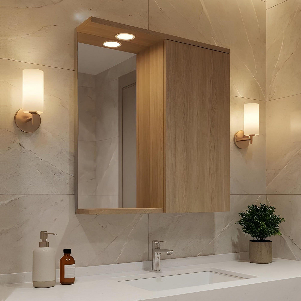 Ντουλάπι Καθρέφτης Μπάνιου 63x68x18 εκ. Sonomo Oak | 785PNC1245