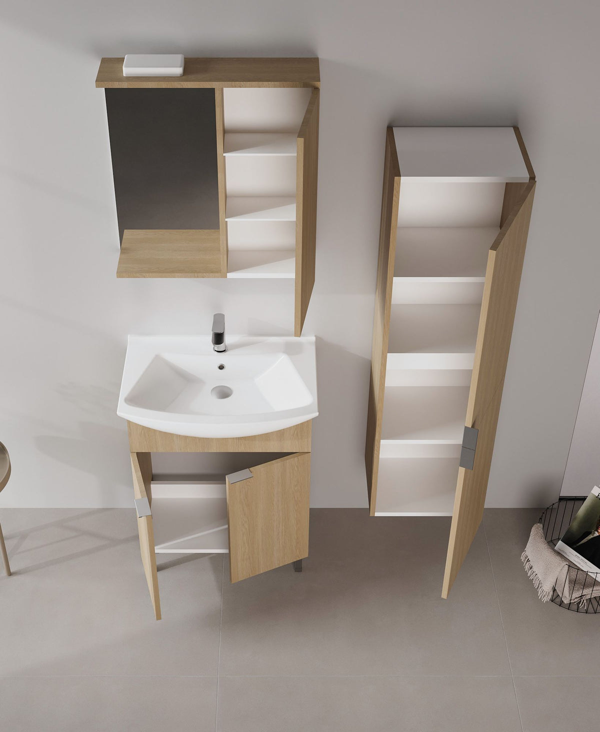 Ντουλάπι Καθρέφτης Μπάνιου 63x68x18 εκ. Sonomo Oak | 785PNC1245