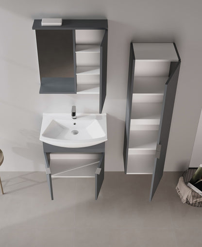 Ντουλάπι Καθρέφτης Μπάνιου 63x68x18 εκ. Matte Anthracite | 785PNC1246