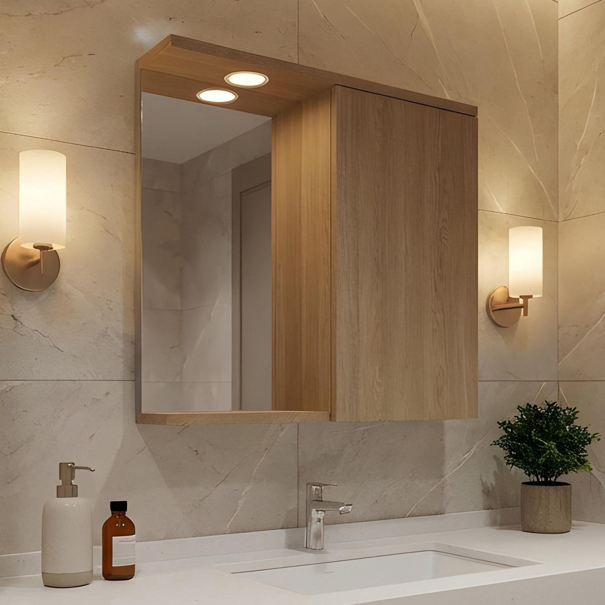 Ντουλάπι Καθρέφτης Μπάνιου 75x68x18 εκ. Sonomo Oak | 785PNC1248