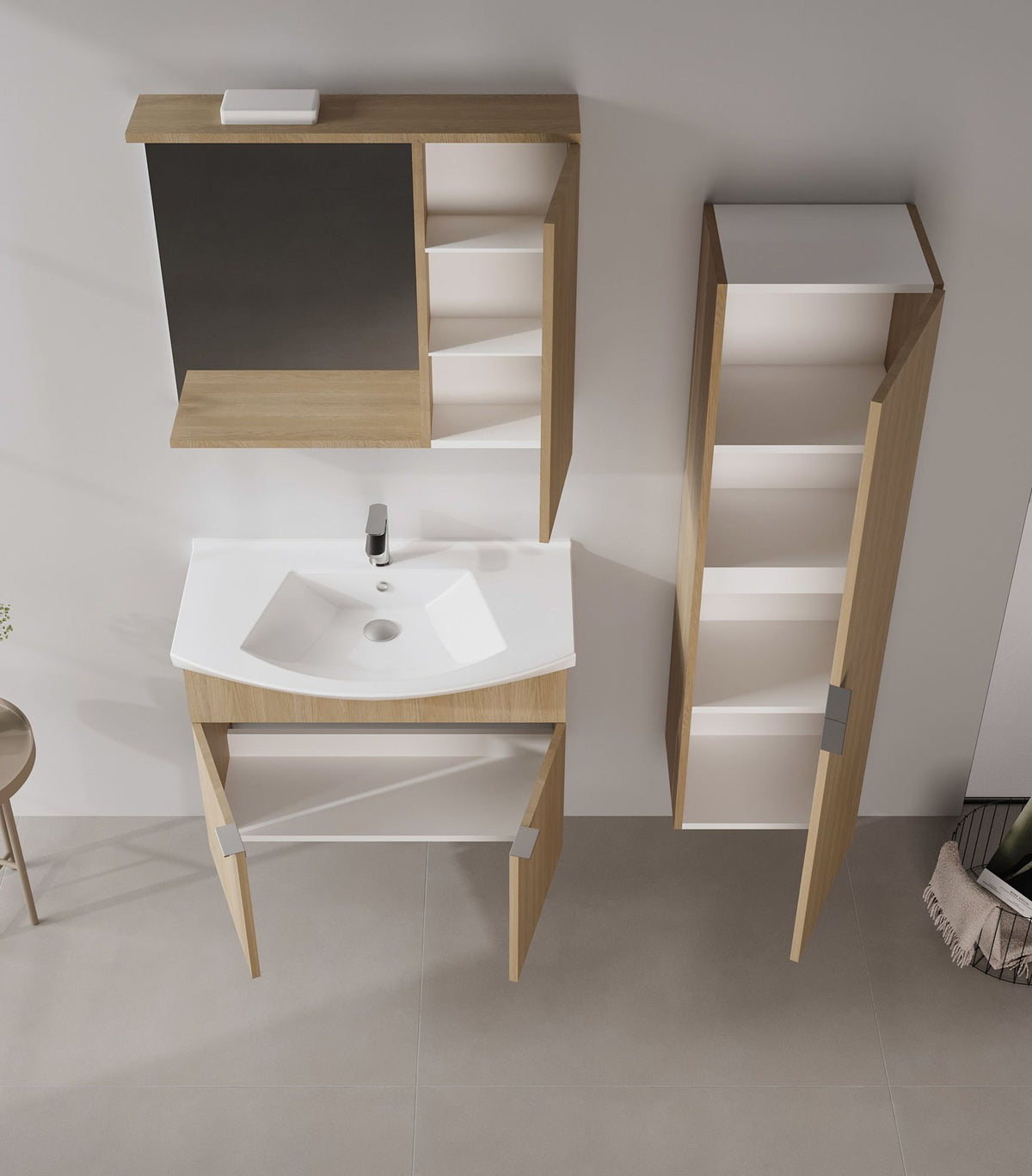 Ντουλάπι Καθρέφτης Μπάνιου 75x68x18 εκ. Sonomo Oak | 785PNC1248