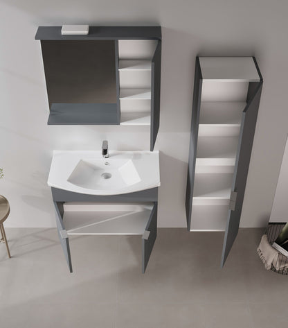 Ντουλάπι Καθρέφτης Μπάνιου 75x68x18 εκ. Matte Anthracite | 785PNC1249