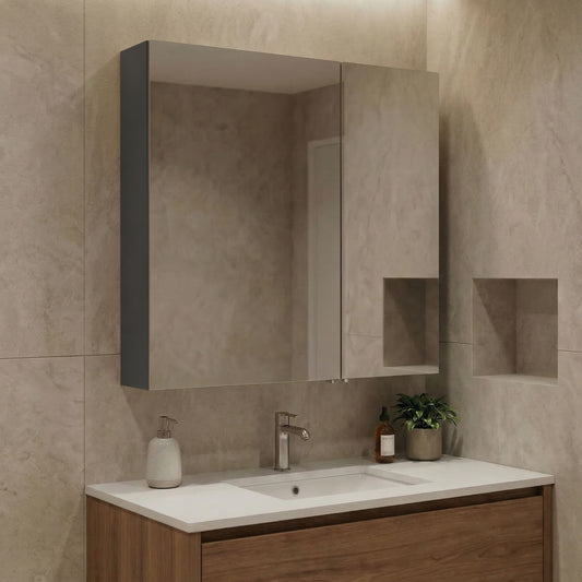 Ντουλάπι Καθρέφτης Μπάνιου 60x66x16 εκ. Matte Anthracite | 785PNC1258