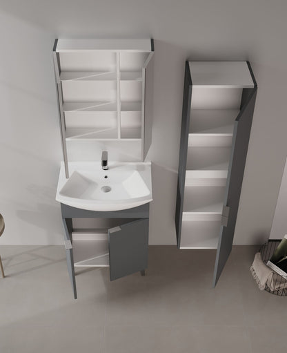 Ντουλάπι Καθρέφτης Μπάνιου 60x66x16 εκ. Matte Anthracite | 785PNC1258