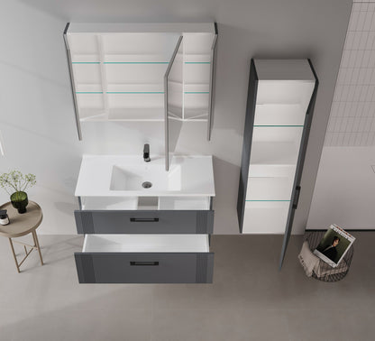 Ντουλάπι Καθρέφτης Μπάνιου 97x66x16 εκ. Matte Anthracite | 785PNC1288