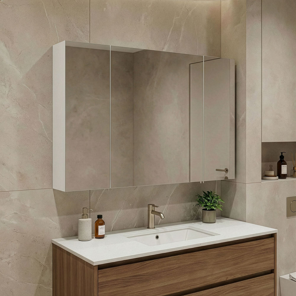 Ντουλάπι Καθρέφτης Μπάνιου 97x66x16 εκ. Matte White | 785PNC1289