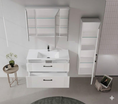Ντουλάπι Καθρέφτης Μπάνιου 97x66x16 εκ. Matte White | 785PNC1289