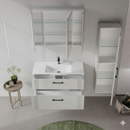 Ντουλάπι Καθρέφτης Μπάνιου 97x66x16 εκ. Matte Cashmere | 785PNC1290