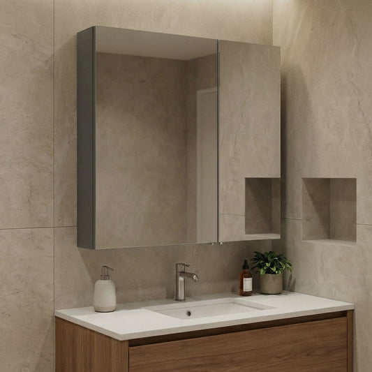 Ντουλάπι Καθρέφτης Μπάνιου 60x66x16 εκ. Matte Anthracite | 785PNC1298