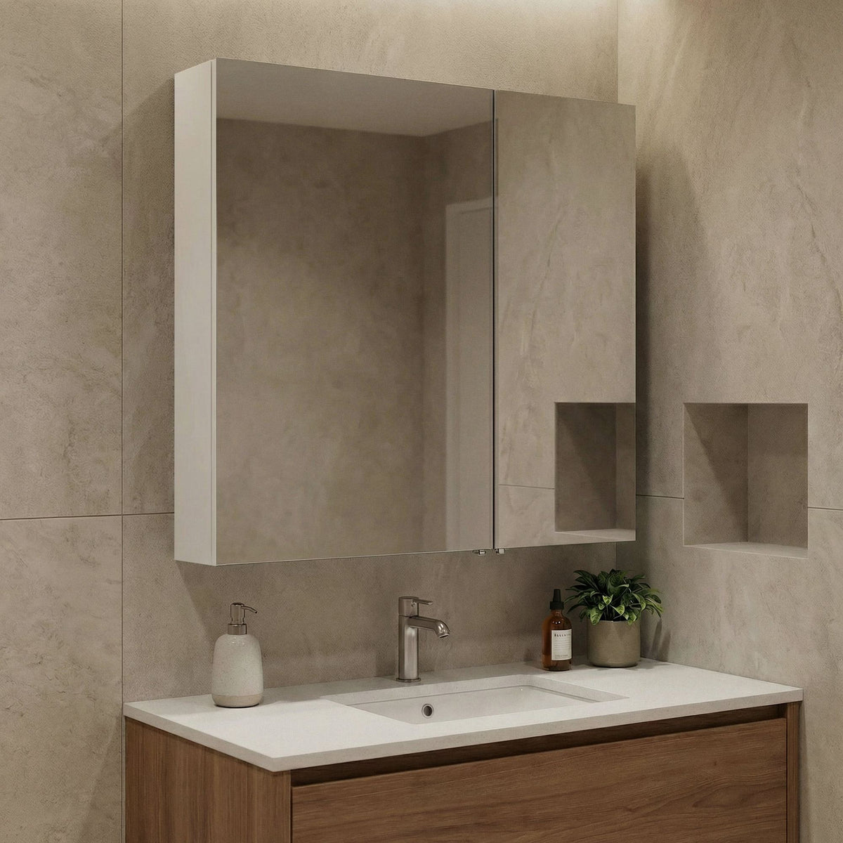Ντουλάπι Καθρέφτης Μπάνιου 60x66x16 εκ. Matte White | 785PNC1299