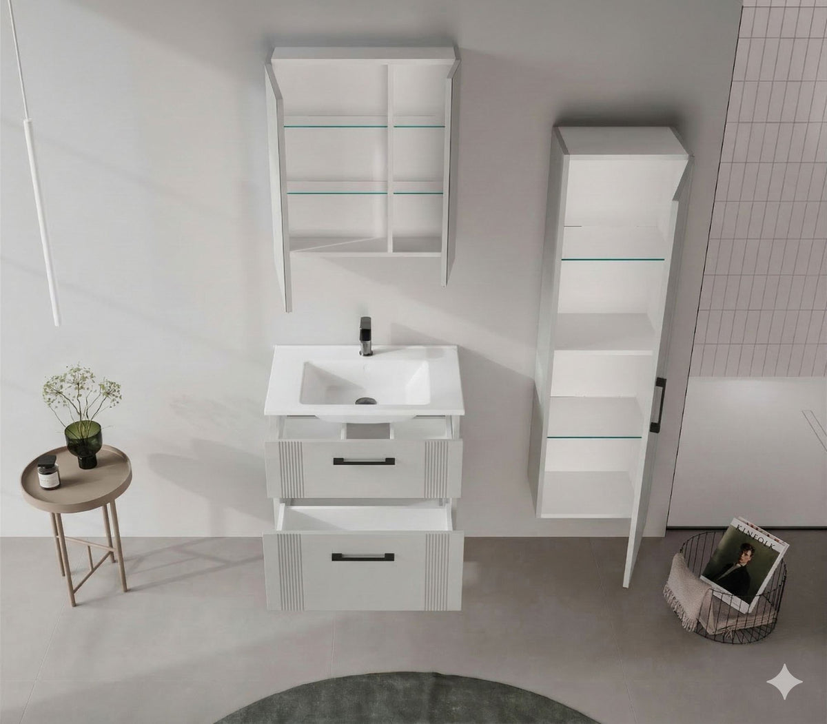 Ντουλάπι Καθρέφτης Μπάνιου 60x66x16 εκ. Matte Cashmere | 785PNC1300