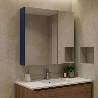 Ντουλάπι Καθρέφτης Μπάνιου 60x66x16 εκ. Matte Navy Blue | 785PNC1302