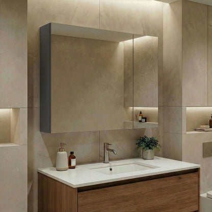 Ντουλάπι Καθρέφτης Μπάνιου 75x66x16 εκ. Matte Anthracite | 785PNC1303
