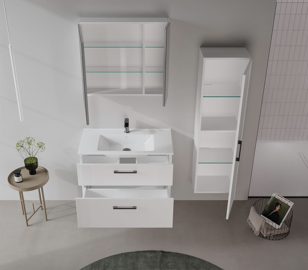 Ντουλάπι Καθρέφτης Μπάνιου 75x66x16 εκ. Matte White | 785PNC1304