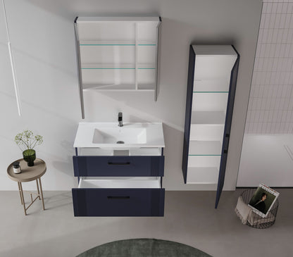 Ντουλάπι Καθρέφτης Μπάνιου 75x66x16 εκ. Matte Navy Blue | 785PNC1307