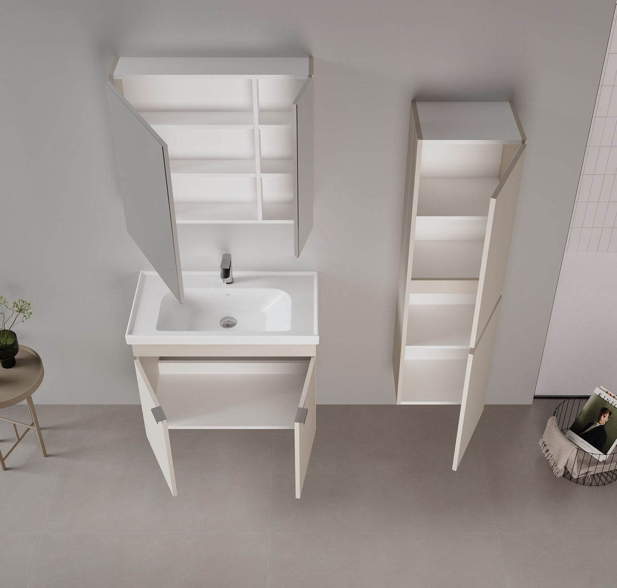 Έπιπλο Μπάνιου με Νιπτήρα σε χρώμα Άμμου, 785PNC1356.