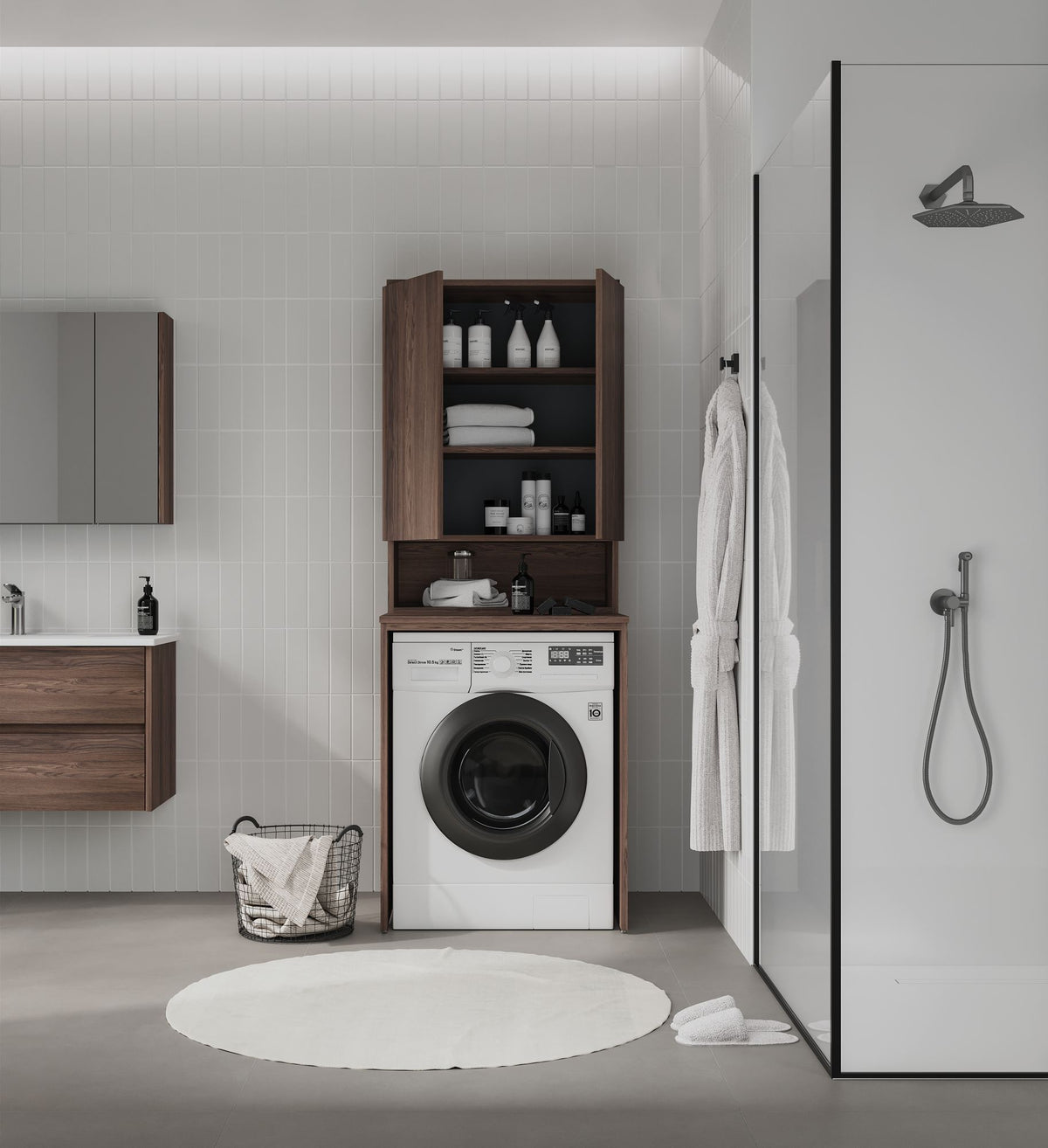 Ντουλάπι Μπάνιου 70x100x36 εκ. Dark Walnut | 785PNC1467