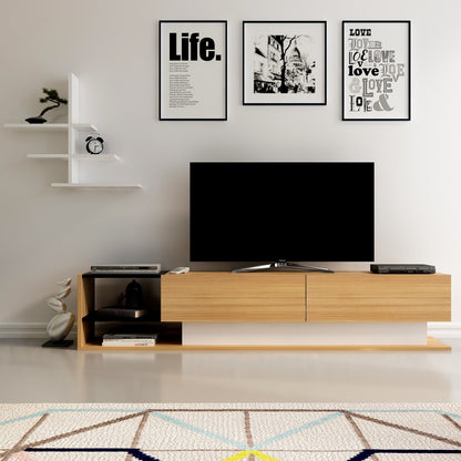 Έπιπλο Τηλεόρασης TV Βάση Σύνθεση Λευκό Teak | 788DEC3052
